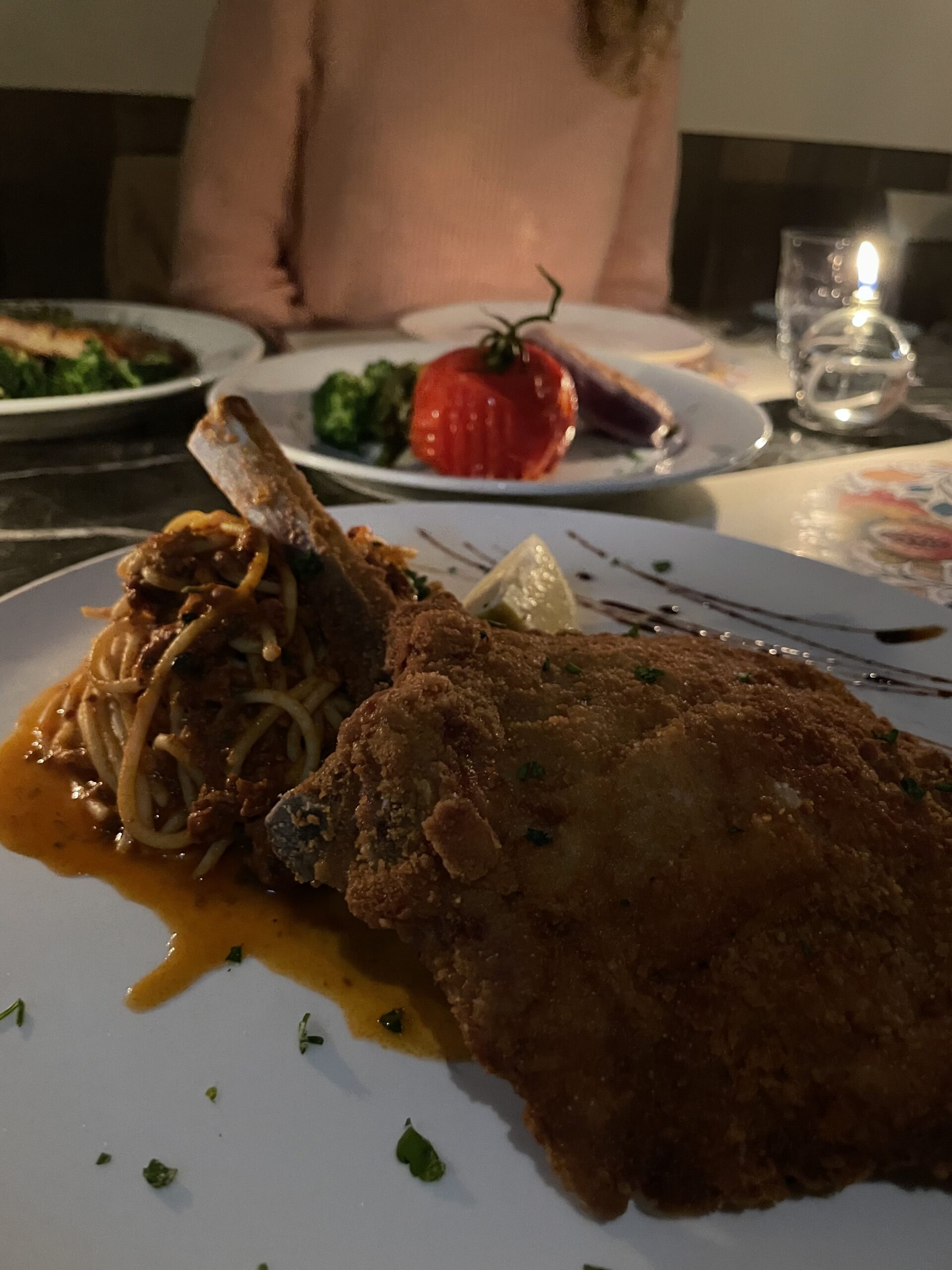 Veal Milanese ( breaded veal cutlet) and Bolognese Spaghetti