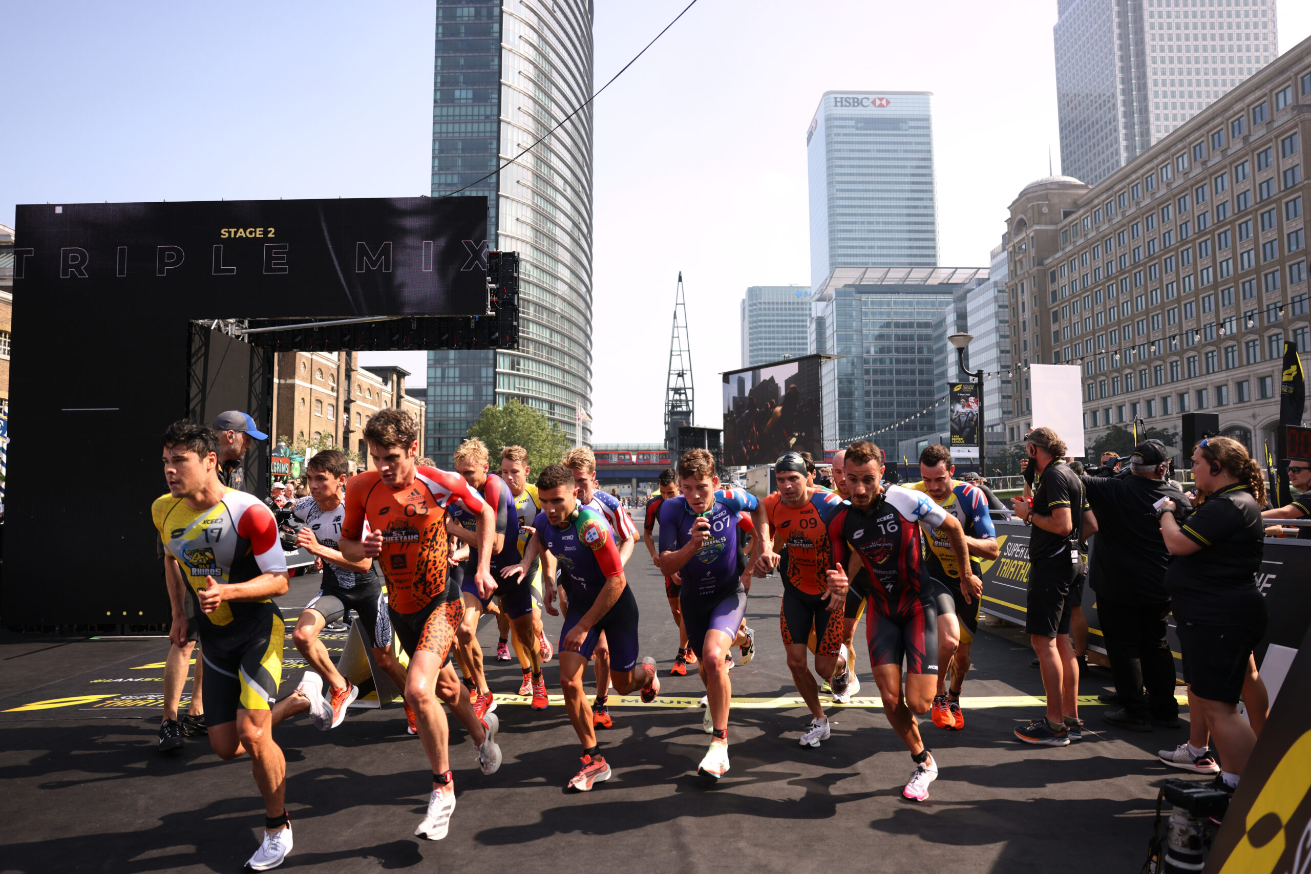 LONDON, ENGLAND - SEPTEMBER 05: during the Mens Race in the Super League Triathlon London event at West India Quay on September 05, 2021 in London, England. (Tom Shaw/SuperLeague)