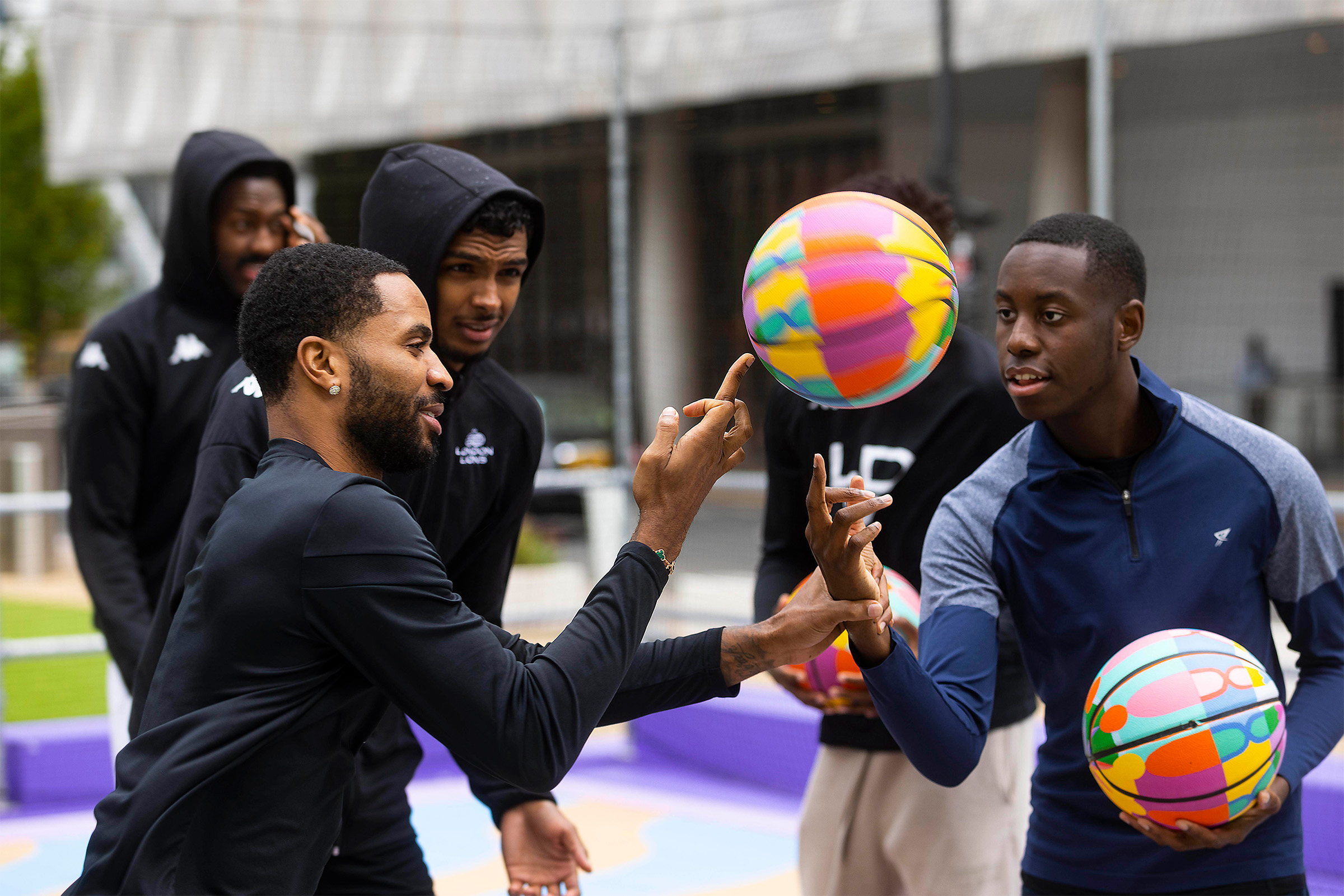 Slam dunk! Yinka Ilori’s colourful basketball court reopens at Canary