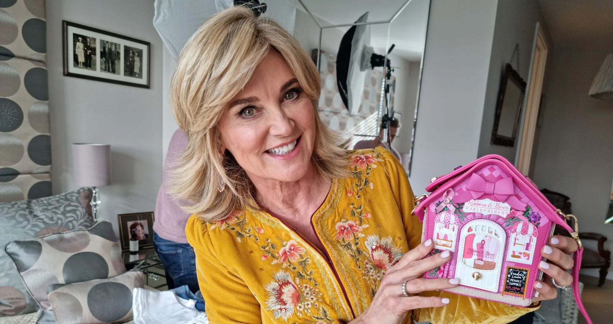 Sisters Anthea Turner and Wendy Turner Webster show off their Vegan Handbags