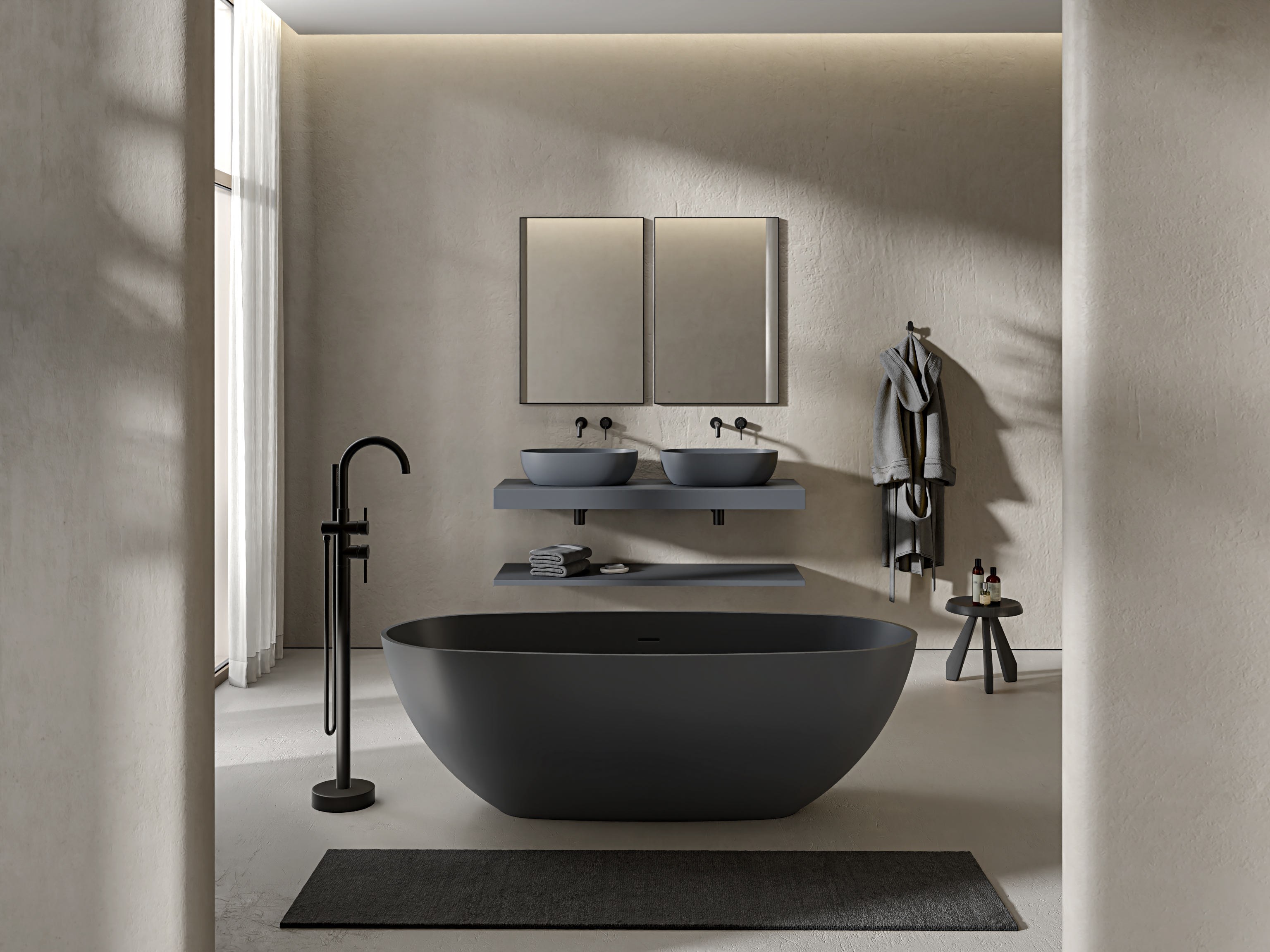 nosa elements bathroom in graphite grey