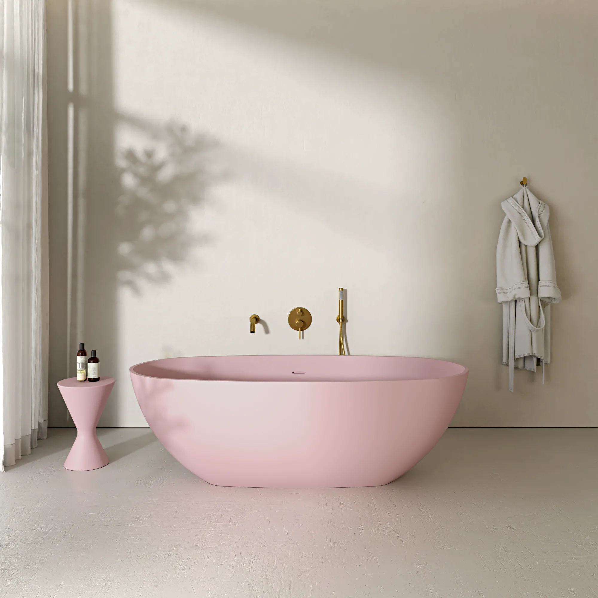nosa pink bathroom free standing pink stone bath