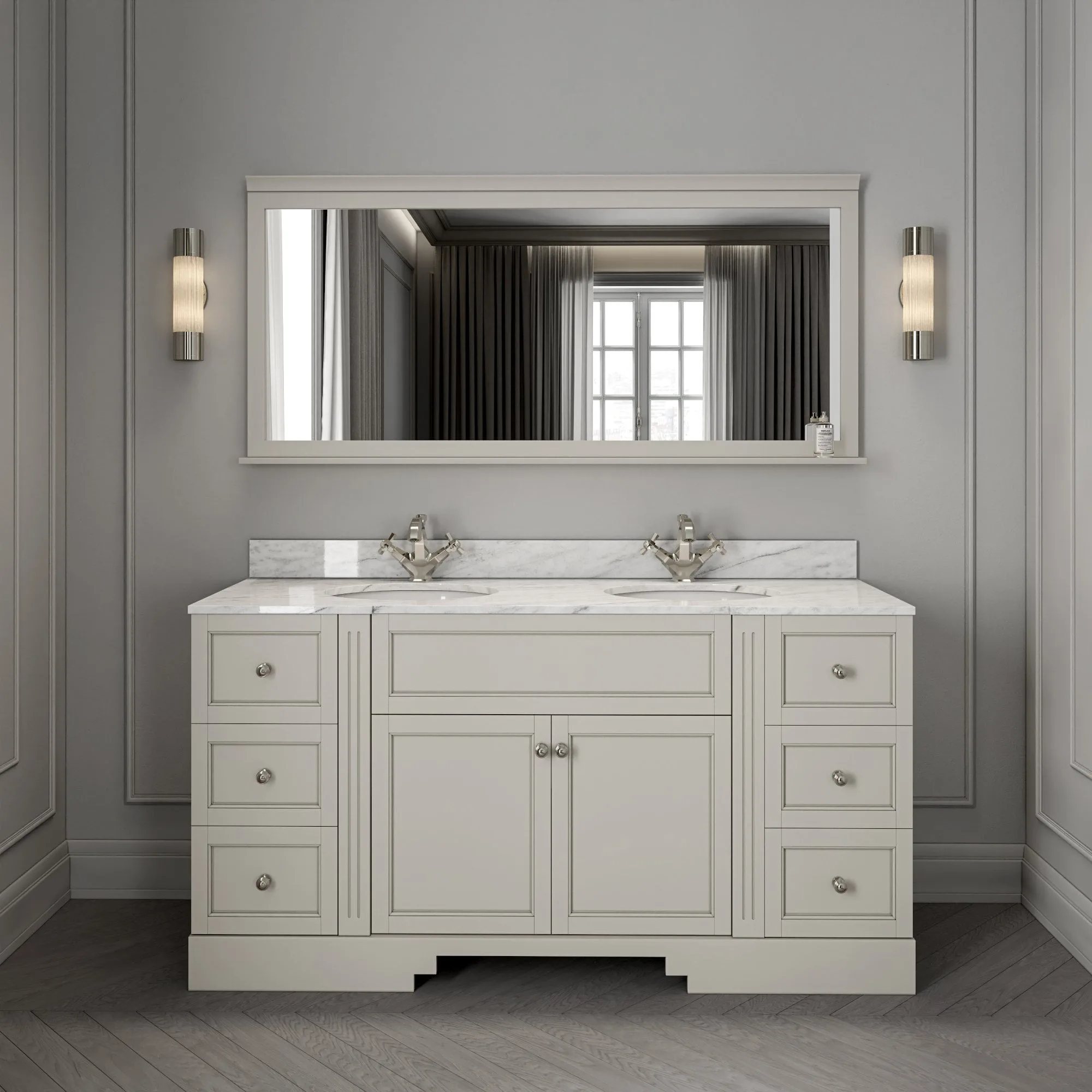 Nosa Grosvenor matte stone vanity bathroom double sink vanity