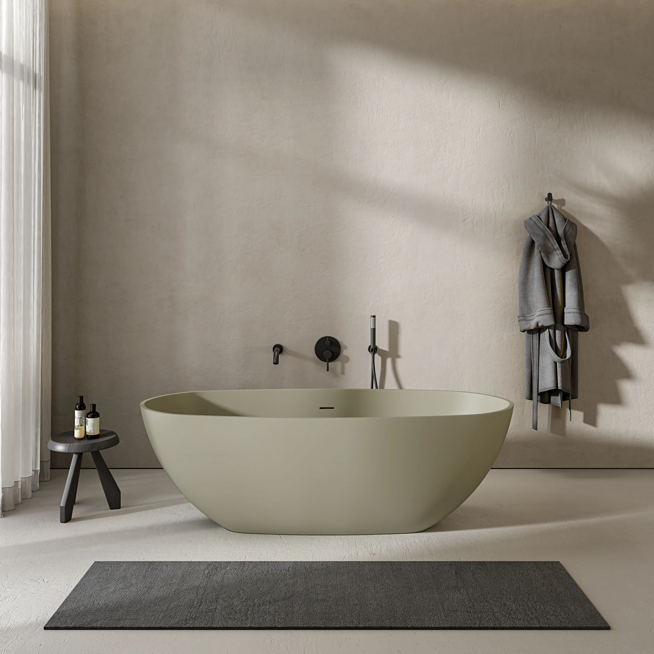 Nosa elements olive green freestanding bath and bathroom accessories