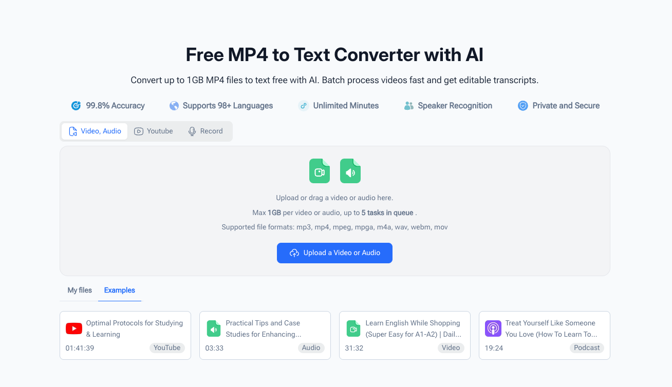 Convert MP4 to Text Free with AI – Video Transcriber AI