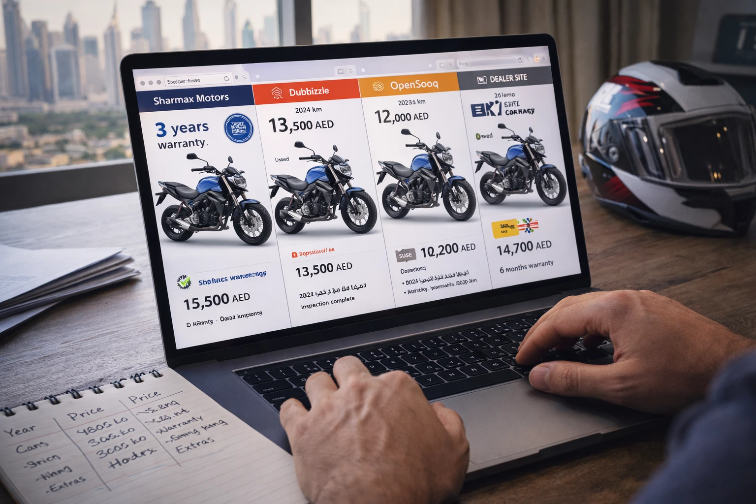Comparing models on motorcycle platforms in the UAE