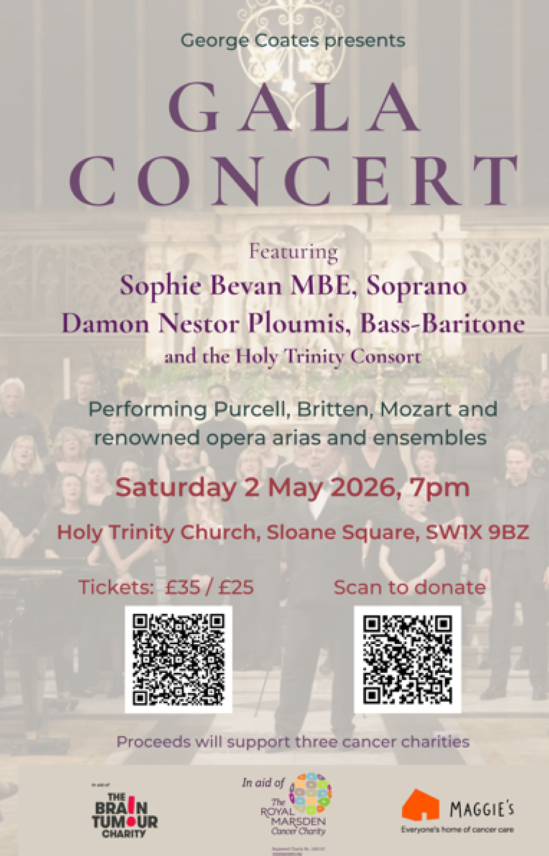 London classical gala concert returns on 2 May in aid of three cancer charities