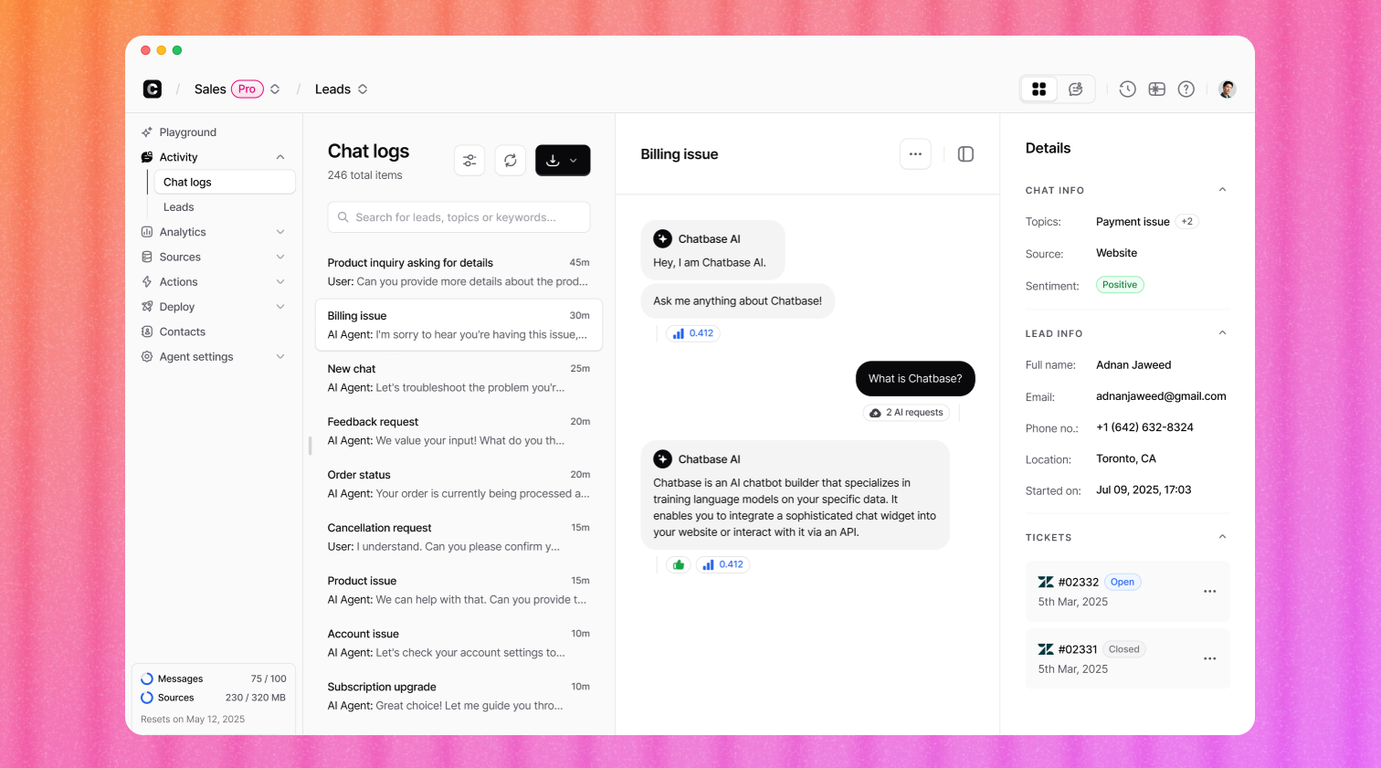 Chatbase is the platform for building the best AI agents for customer service.