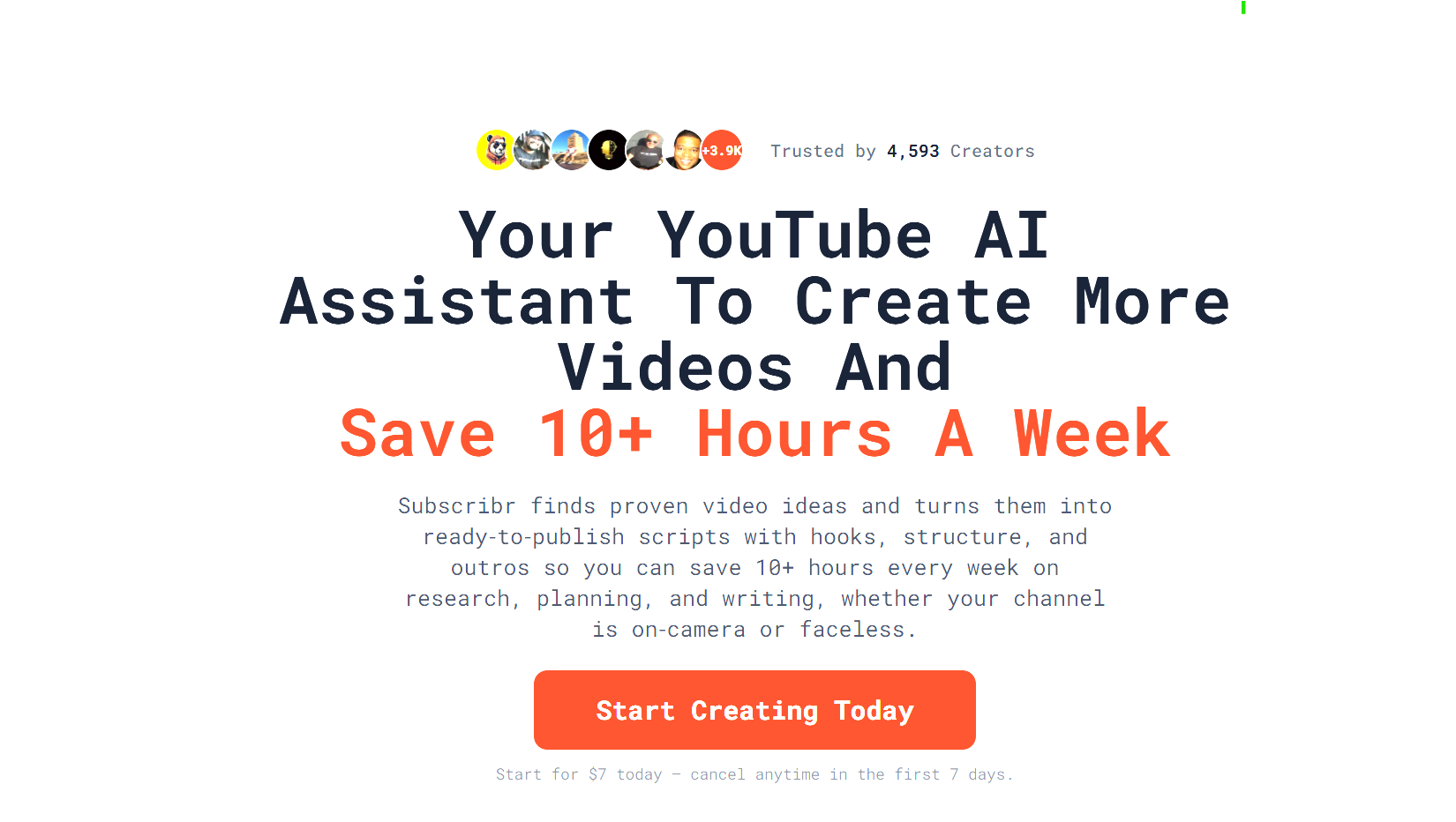 Generate video ideas from outlier data, write YouTube scripts in 12 minutes, and track competitor channels.