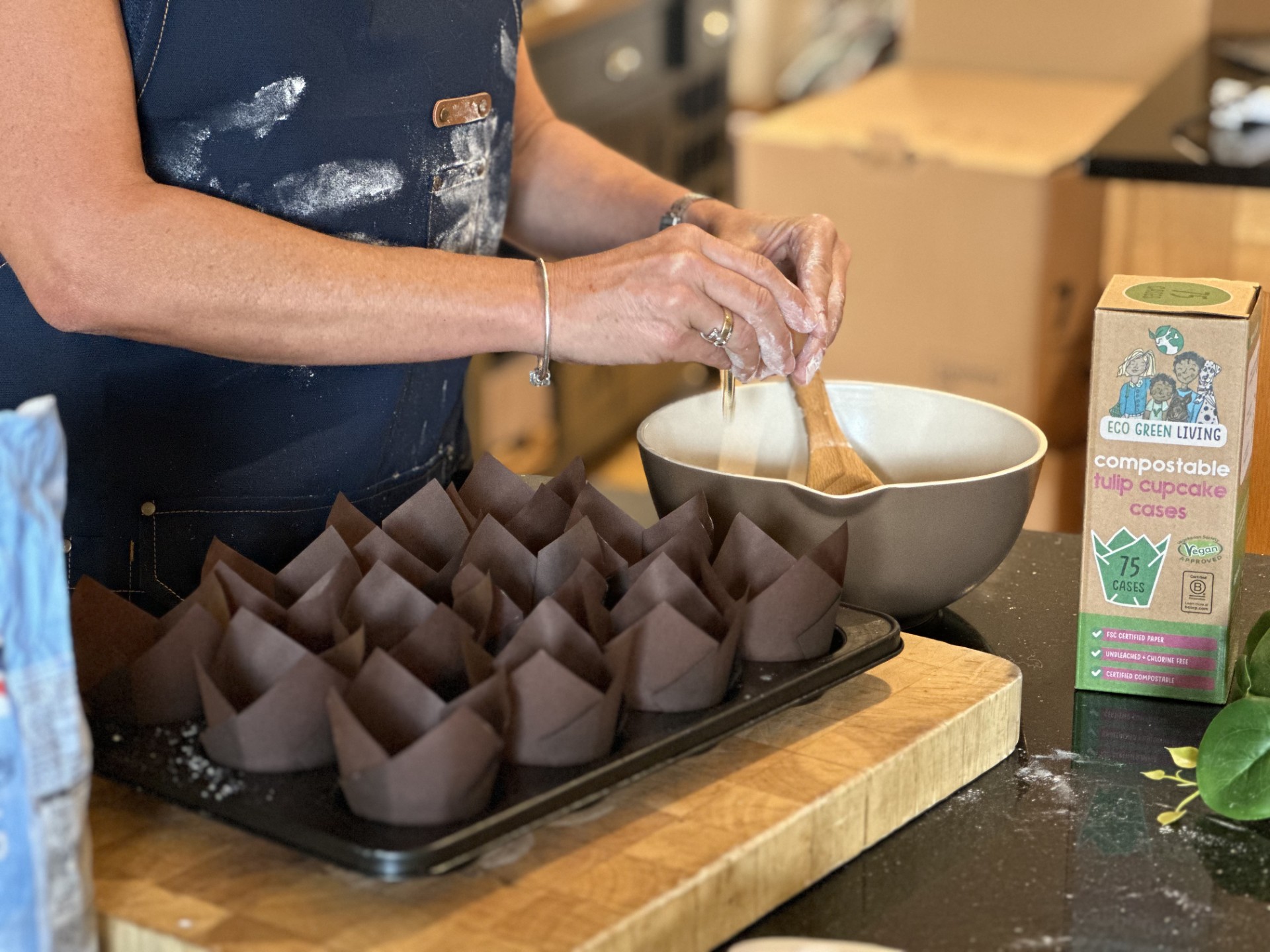 Julie Cook using Eco Green Living compostable cupcake cases
