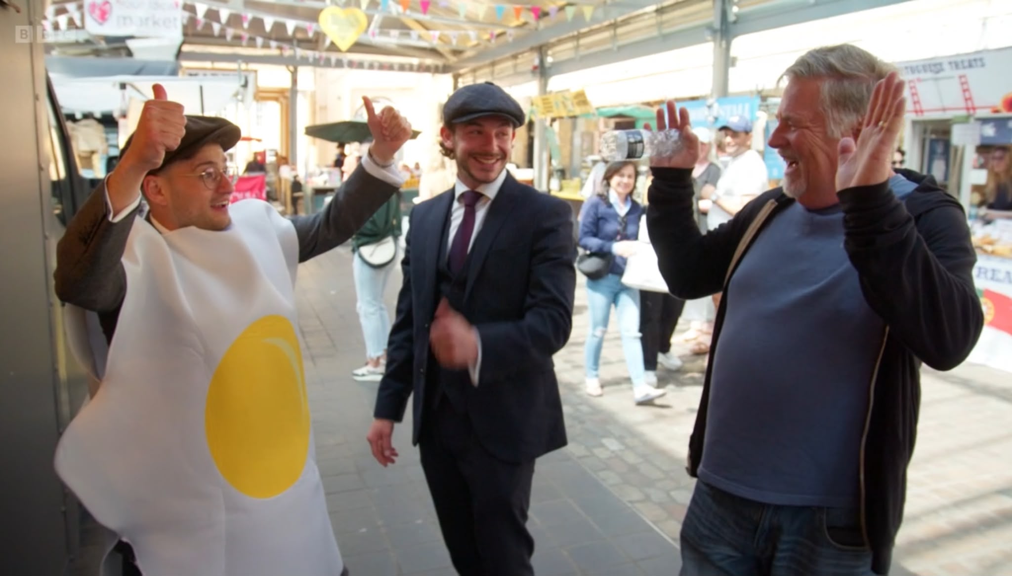 BBC TV favourites Lawrence Rosenberg and Kieran McCartney Jones recreate their memorable Greenwich Market sales partnership outside Signorelli's Broadgate bakery on 6 October