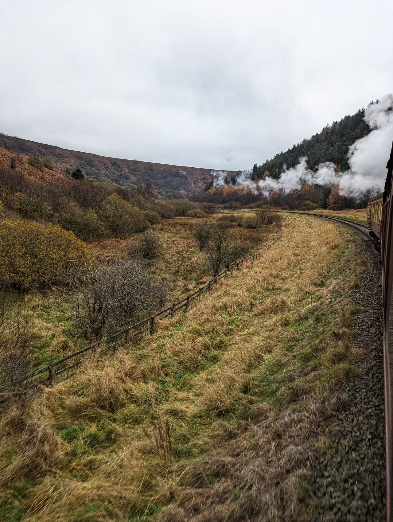 Riding a Steam Train Across Heather Moorland in the North York Moors