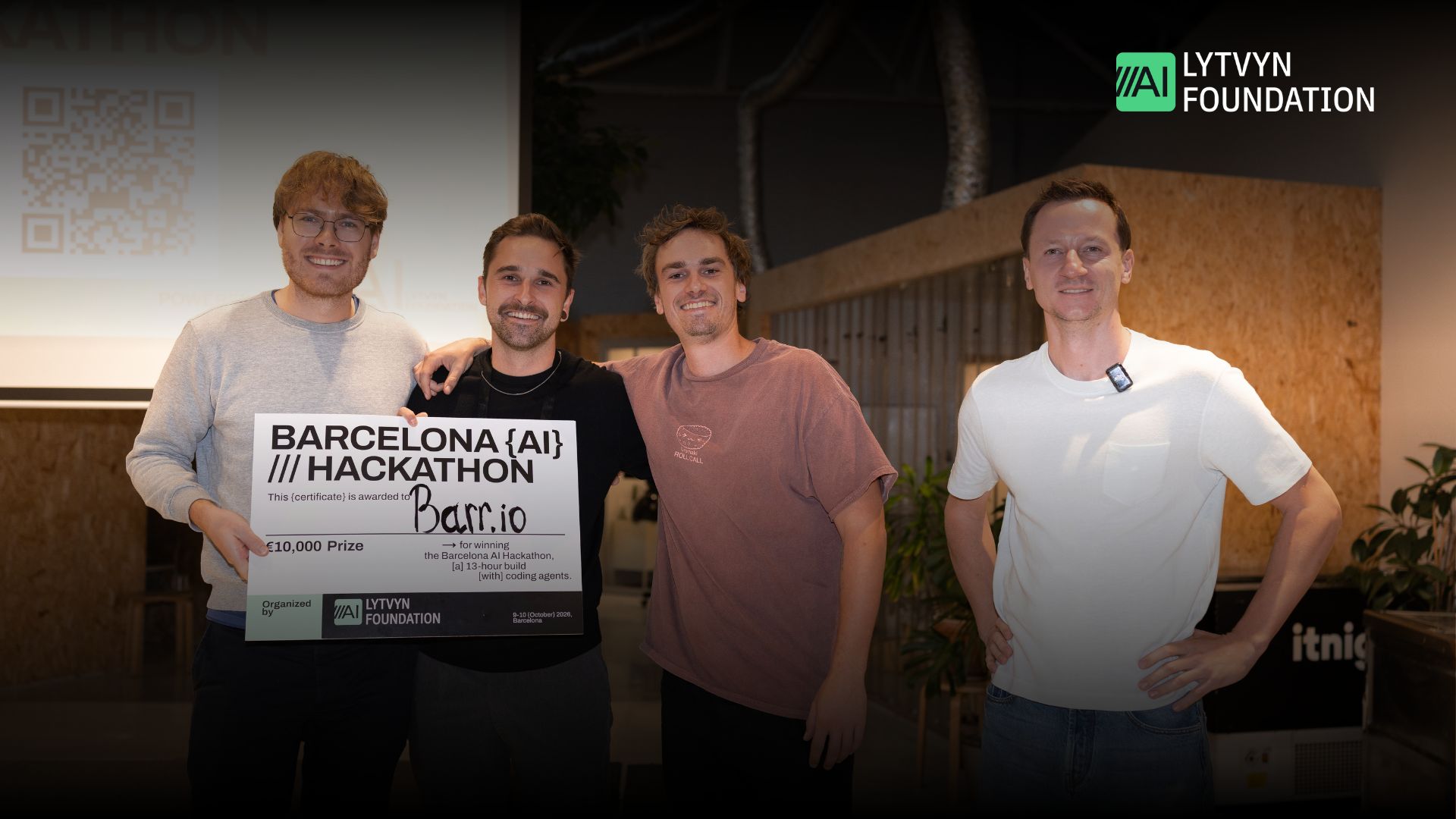 Lytvyn.AI.Foundation awards €10,000 at Barcelona AI hackathon, with £5,000 London prize next