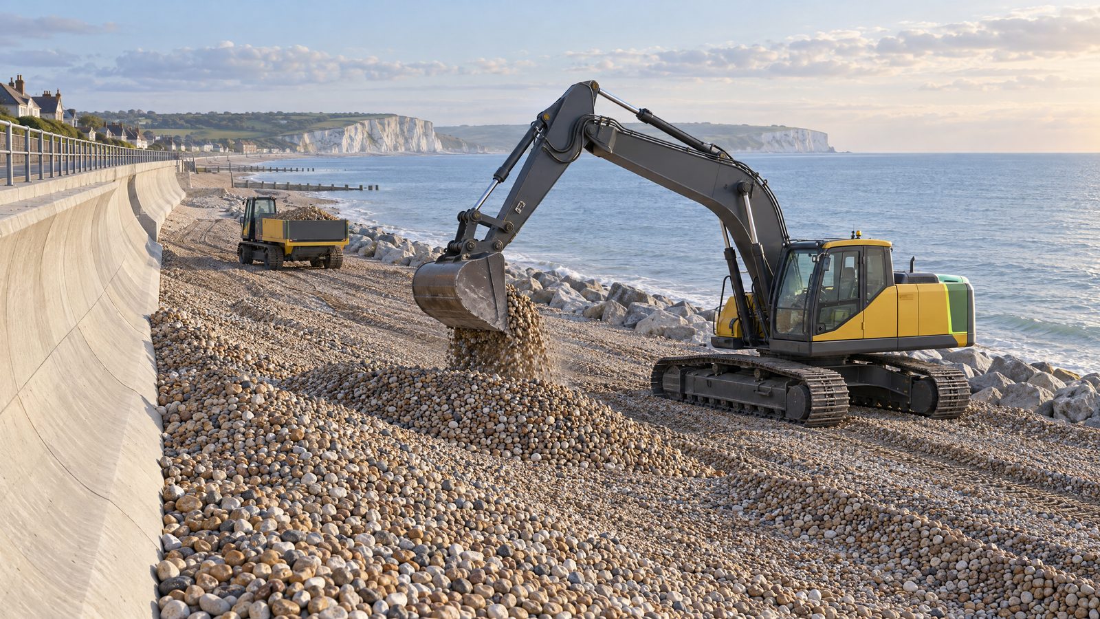 Electric and hybrid machinery completes Eastbourne coastal-defence trial